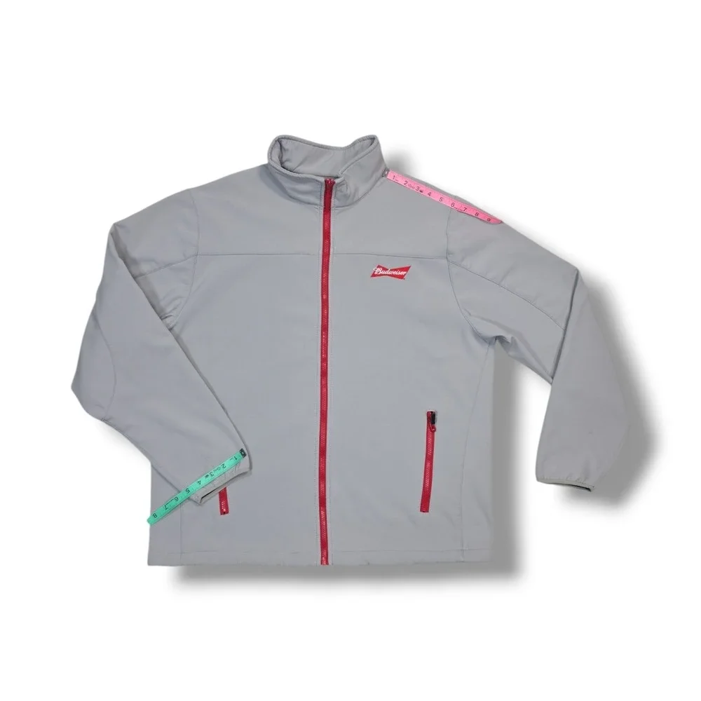 Budweiser/Bud Light Full Zip Vendor/Dealer Grey Fleece Lined Jacket Men's XL‎